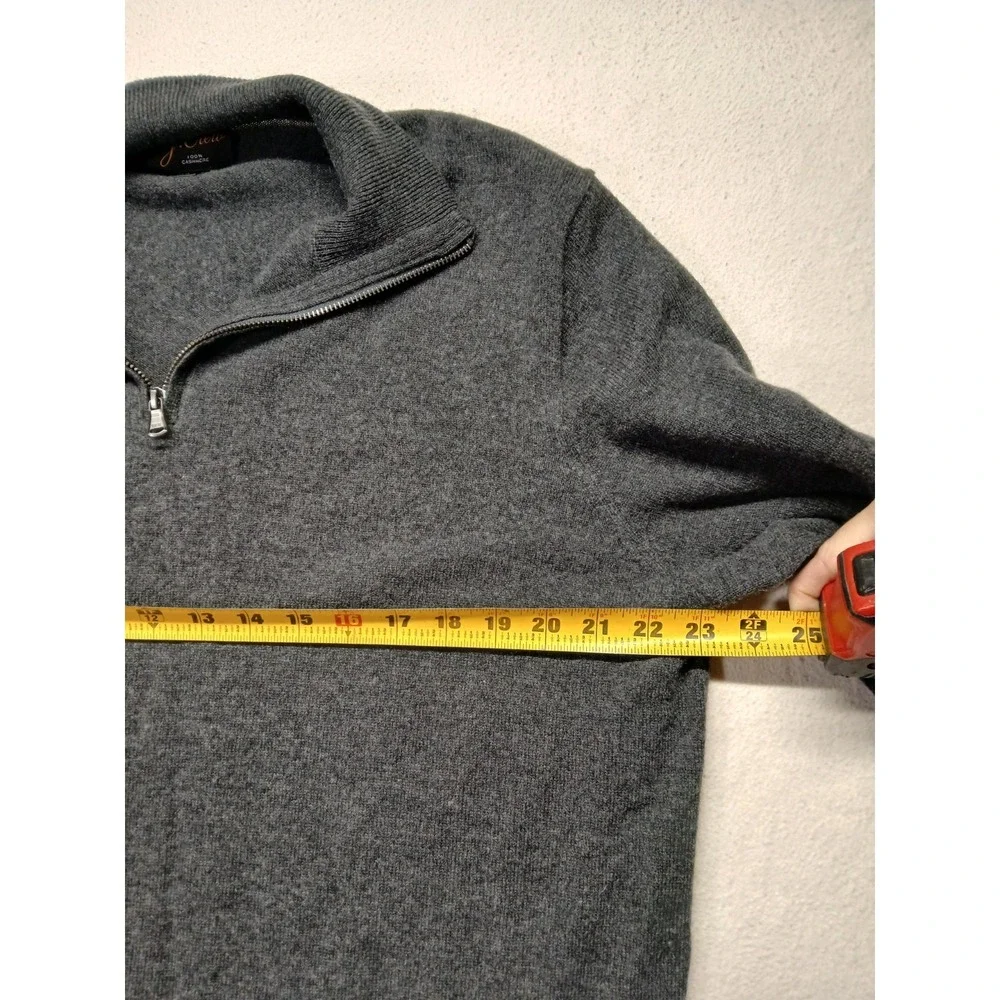 J.CREW Cashmere Sweater Mens Medium 1/4 Zip Pullover Jumper Blue‎ Soft